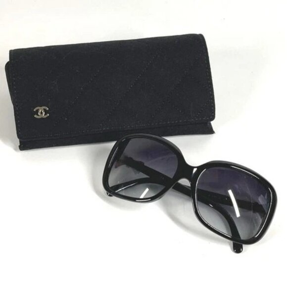 CHANEL 5171-A Ribbon CC Mark logo eyewear glasses sunglasses Plastic Black/White